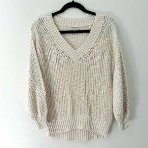 American Eagle Outfitters Cream V-Neck Sweater